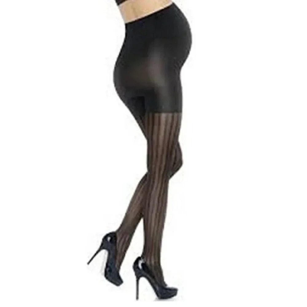 ASSETS Sara Blakely Marvelous Mama Maternity Tights Black‎ Opaque Stripe Size 1